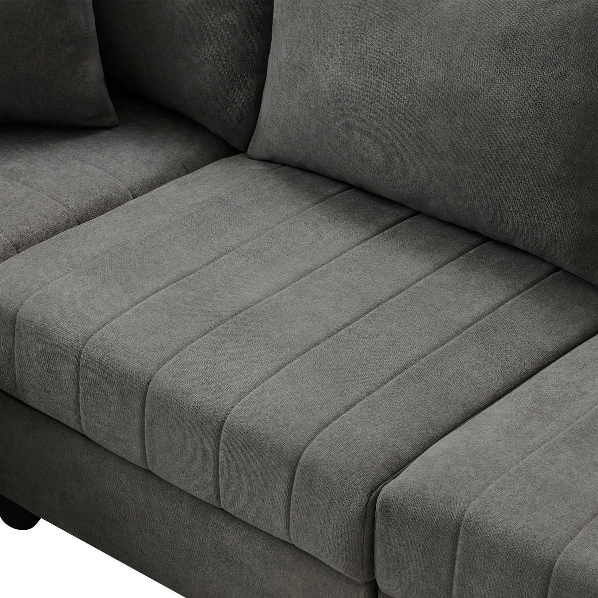 5-SITZER ECKSOFA Leinen Grau mit Hocker - Grau, Holzwerkstoff/Kunststoff (220/194cm) - WISHDOR