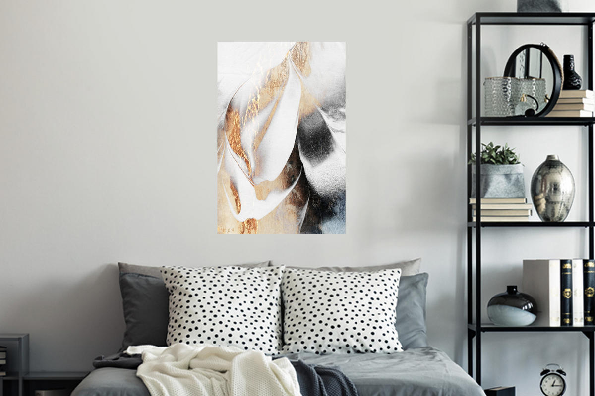 WANDTATTOO Luxus - Abstrakt - Gold - Weiß 40x60 cm - Goldfarben, Kunststoff (40/60/0.1cm) - MuchoWow