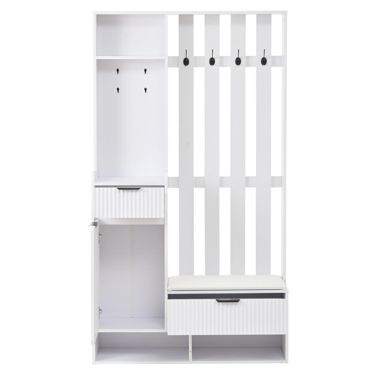 GARDEROBE 100/180/30 cm Weiß aus Spanplatte mit Sitzkissen - Weiß, Holzwerkstoff (30/180/100cm) - OKMYHOME