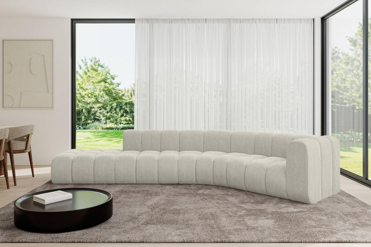 ECKSOFA modulares Sofa Tilmo-L1 - 399x194x70 cm Creme - Hellgrau/Creme, Holzwerkstoff/Textil (399/194cm) - ALTDECOR