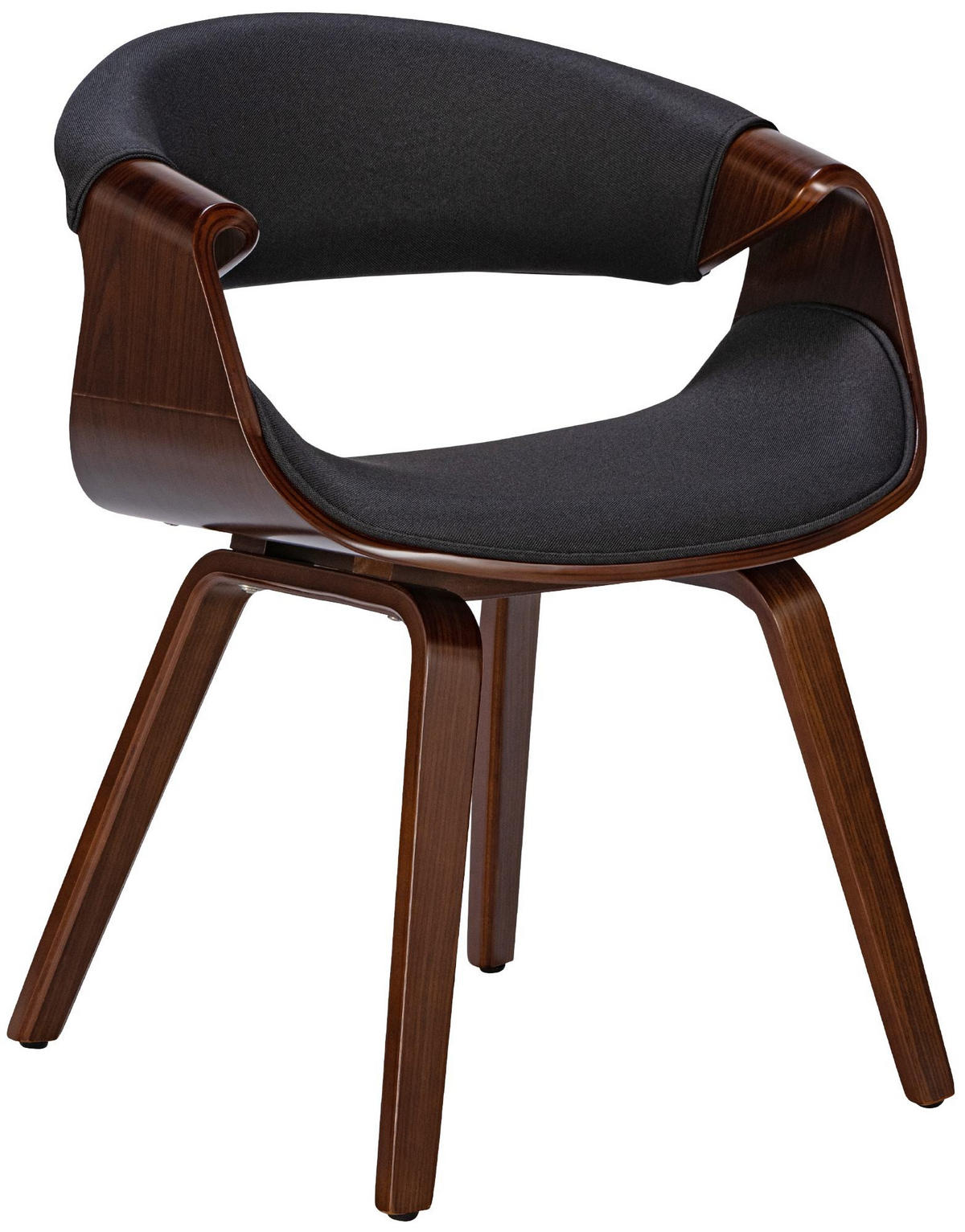 STUHL Stoff Walnuss/Schwarz - Walnussfarben/Schwarz, Holz/Textil (62/76/52cm) - CLP