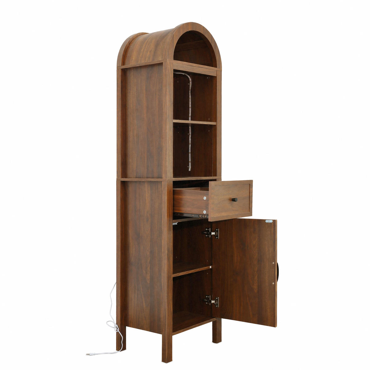 HOCHSCHRANK 40/30/163 cm Walnussholzfarbe mit 1 Schubladen und LED - Walnussfarben, Holz/Holzwerkstoff (30/163/40cm) - Oxeza