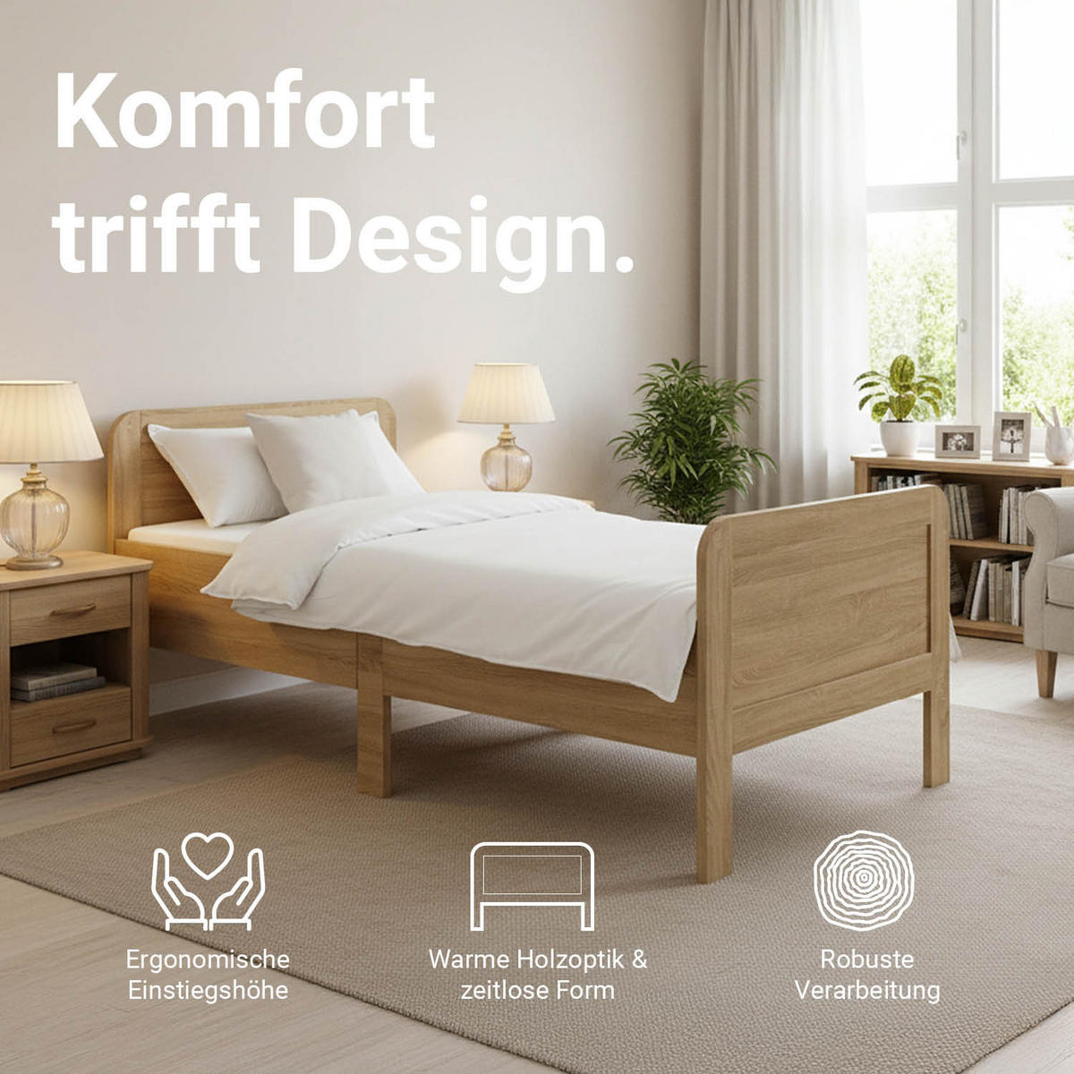 HOLZBETT 90/200 cm Natur - Braun, Holz (90/200cm) - Homestyle4u