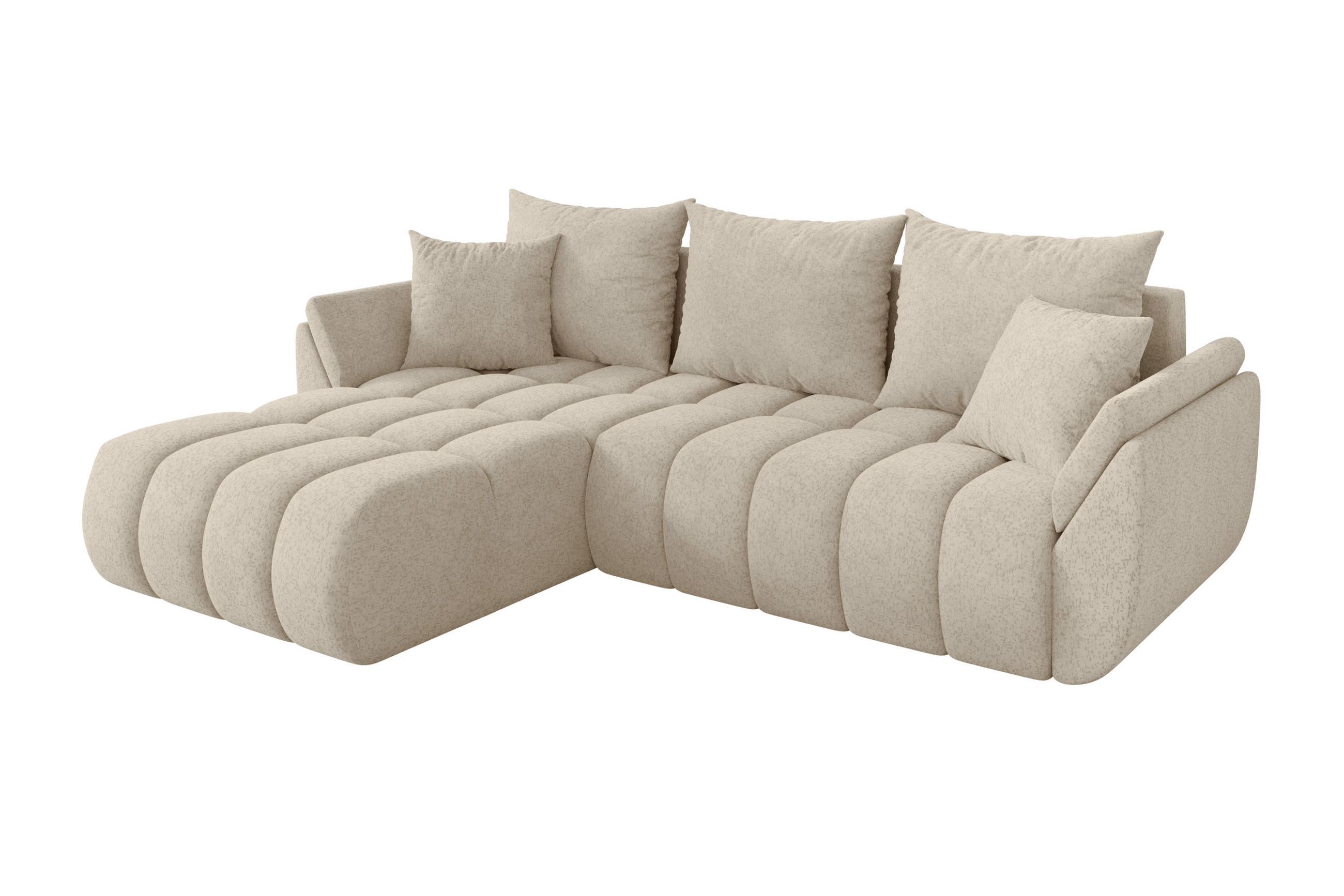 ROHOVÁ SEDAČKA s funkcí spaní, otoman vlevo TOKO-L-v1 277x194x86 krémová velur - černá/krémová, kompozitní dřevo/textil (277/194cm) - ALTDECOR