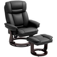 RELAXSESSEL mit Hocker drehbarer Fernsehsessel mit Liegefunktion Taschenfeder - Schwarz, Kunststoff (83/107/86cm) - HOMCOM