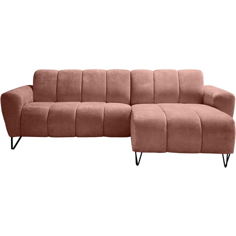 ECKSOFA Volare Mini ohne Schlaffunktion rot rechts, Vega-Stoff - Rot/Schwarz, Textil/Metall (256/165cm) - Beautysofa