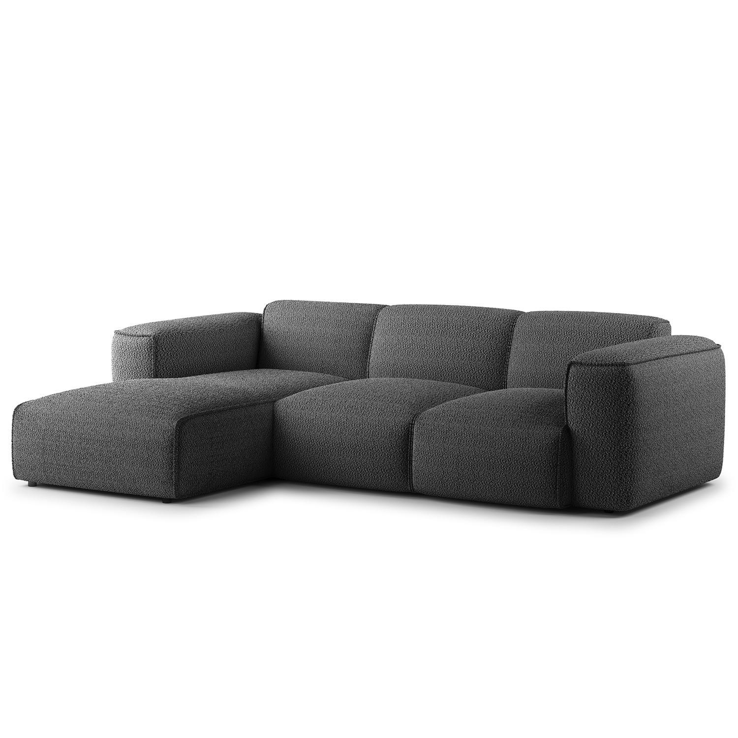3-SITZER ECKSOFA mit Longchair - Anthrazit/Schwarz, Kunststoff/Textil (251/173cm) - home24