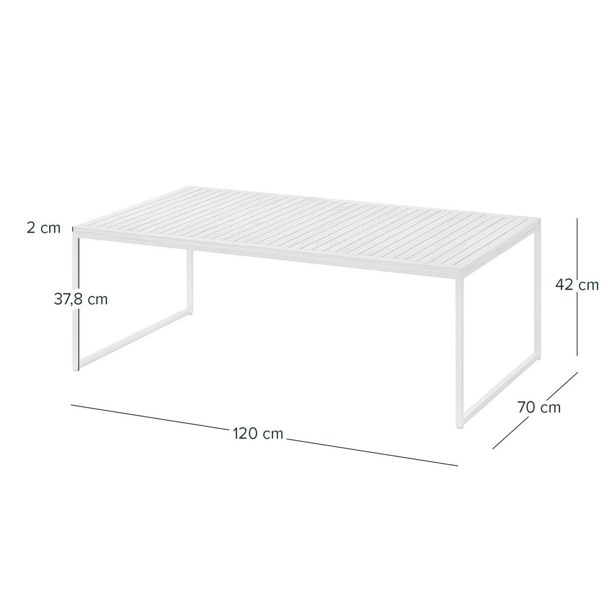 COUCHTISCH - Teak massiv / Edelstahl - Silberfarben/Braun, Holz/Metall (70/120/42cm) - home24