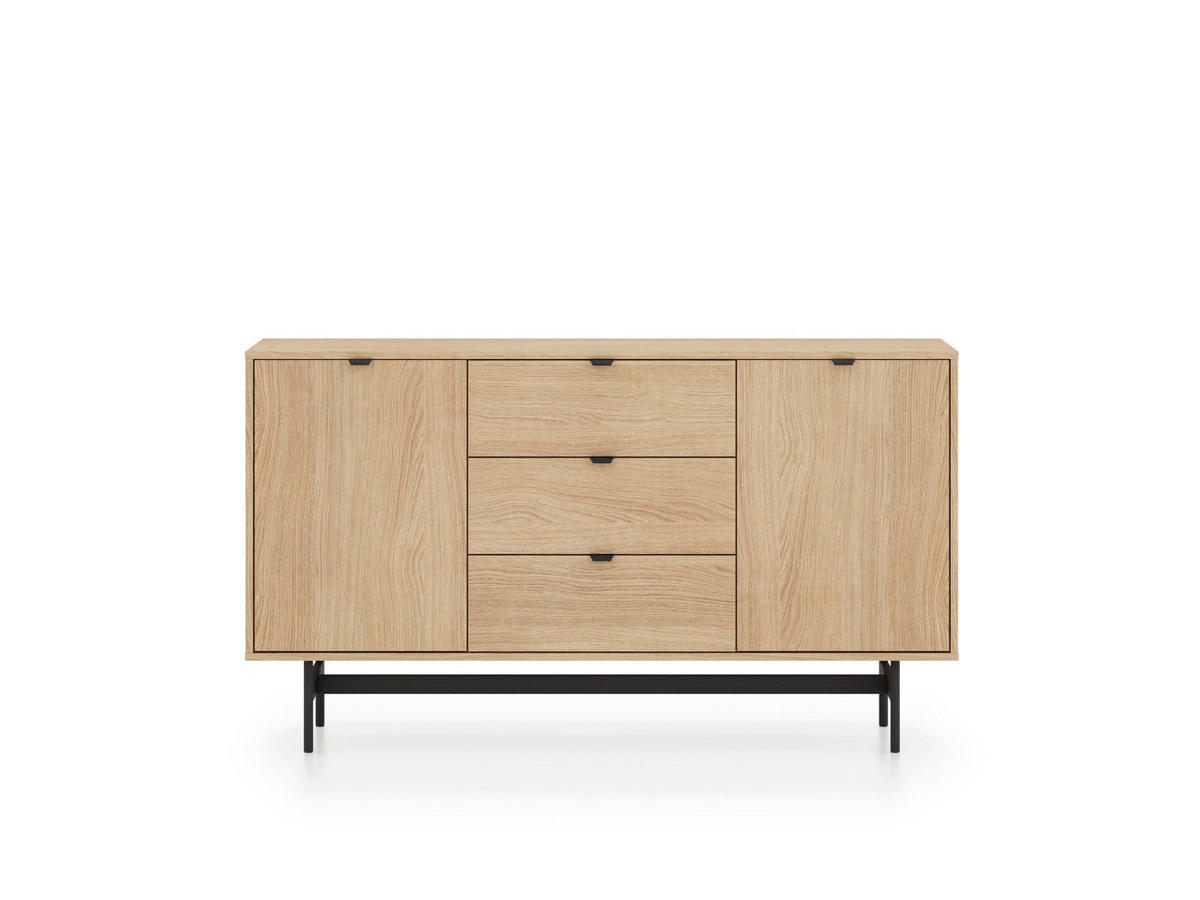 KOMMODE – 150 cm – Reynos – Schwarz / Eichefarben - Eichefarben/Schwarz, Holzwerkstoff (150/85/40cm) - hi-markt