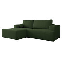 ECKSOFA Mivo Cord, Seite: Links - Schwarz/Grün, Holz/Kunststoff (266/163cm) - MIRJAN24