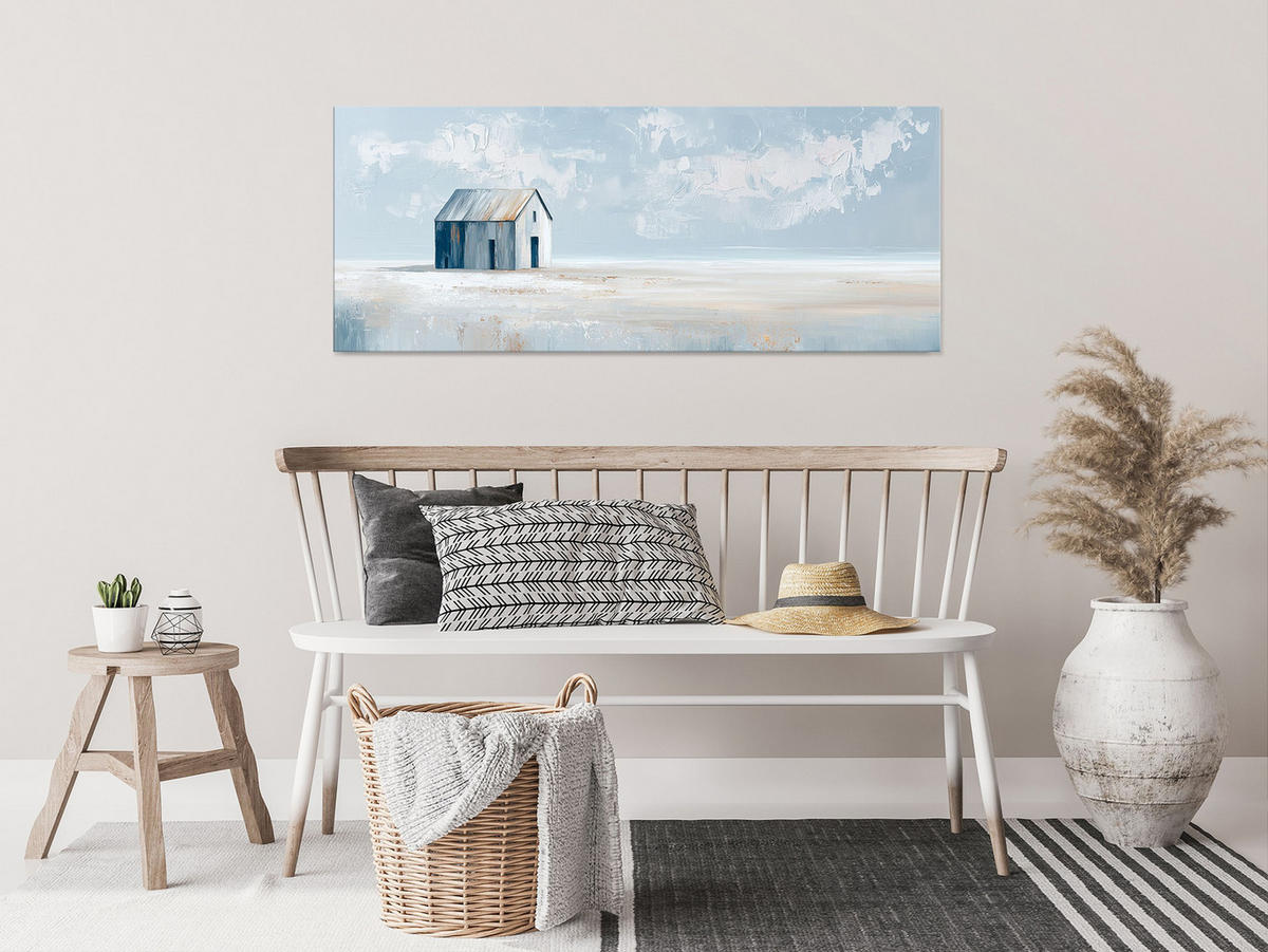 GLASBILD 125x50 cm Malerei Strand - Beige, Glas (125/50cm) - artissimo