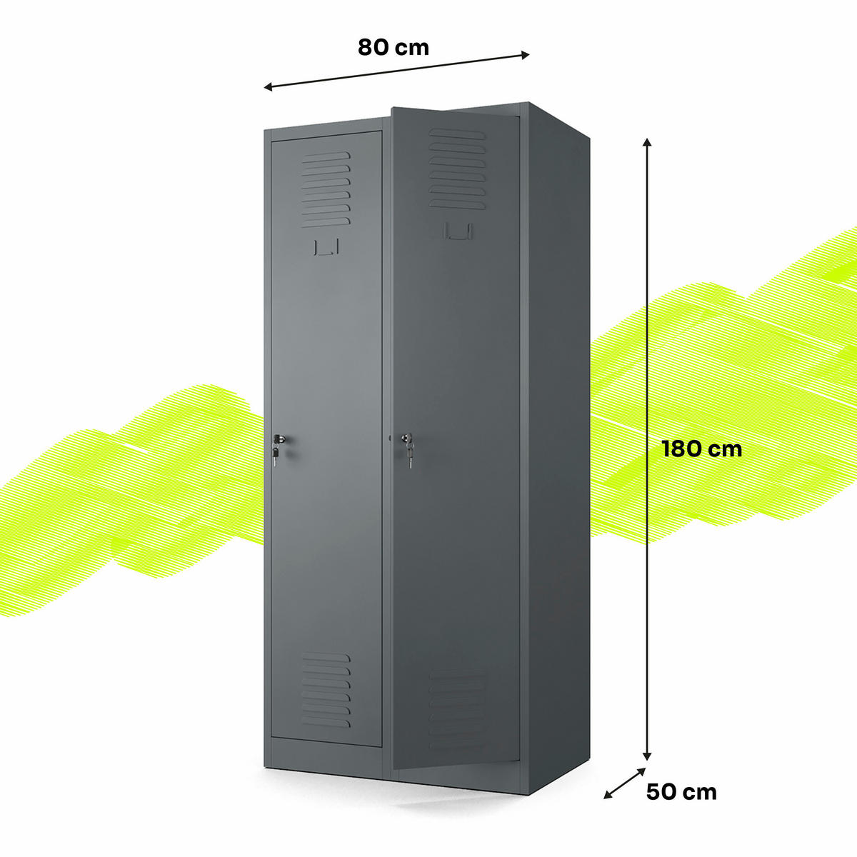 MEHRZWECKSCHRANK 2-türig aus Metall Anthrazit 80x180x50cm - Anthrazit, Metall (80/180/50cm) - Muralo