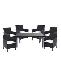 POLY-RATTAN-GARNITUR Anthrazit, Cremeweiß - Anthrazit/Weiß, Kunststoff - MCW