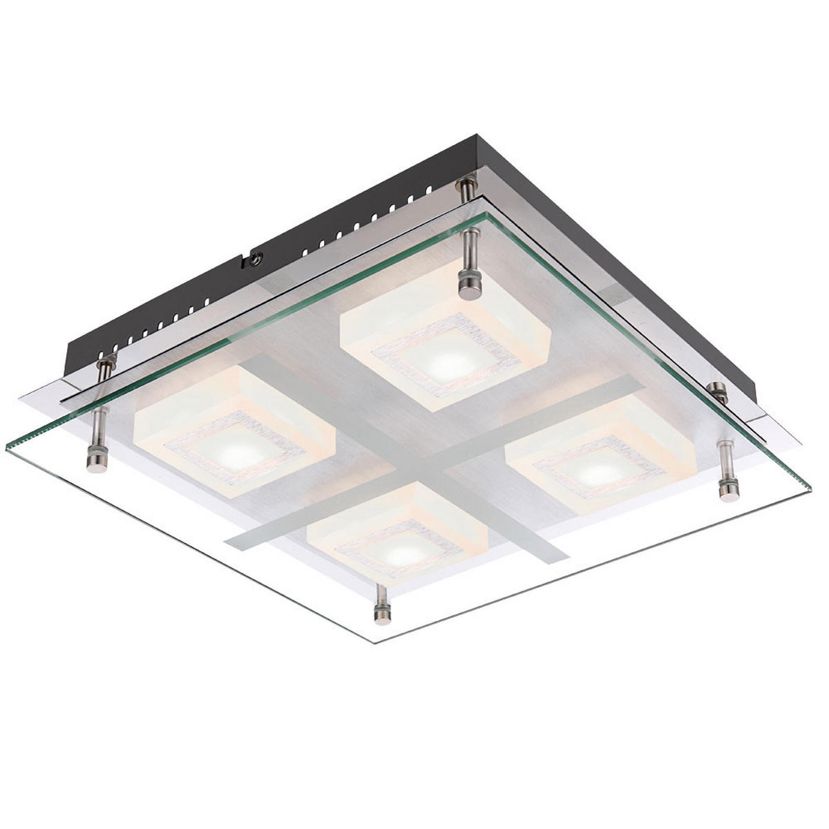 LED DECKENLEUCHTE Daniele Chrom Silber - Silberfarben, Glas (28.5/28.5/7.5cm) - Globo Lighting
