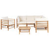 LOUNGE SET 6-Sitzer Bambusholz hellbraun 3-teilig Auflagen cremeweiß Cerreto - Creme, Holz - Beliani