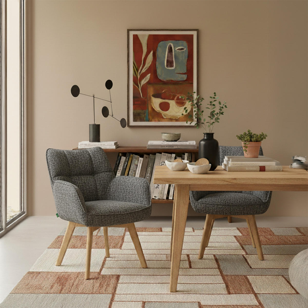 DREHSTUHL Mika-Ella - Honigeiche/Grau, Eichenholz/Holz (59/84/66cm) - DUBI Möbel