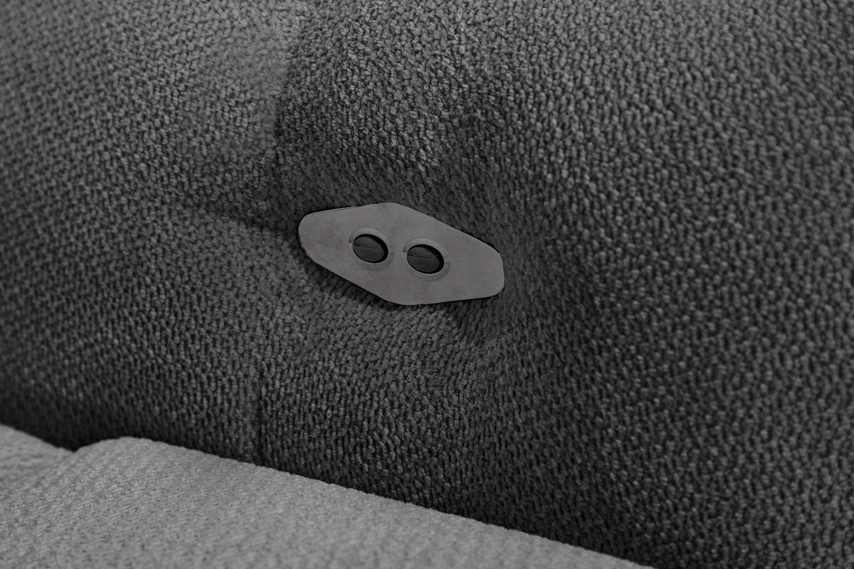 ECKSOFA KIMI 3-Sitzer, ausziehbarer Sitz, verstellbare Kopfstützen, dunkelgrau - Anthrazit/Schwarz, Holzwerkstoff/Textil (270/160cm) - Courtois Laville