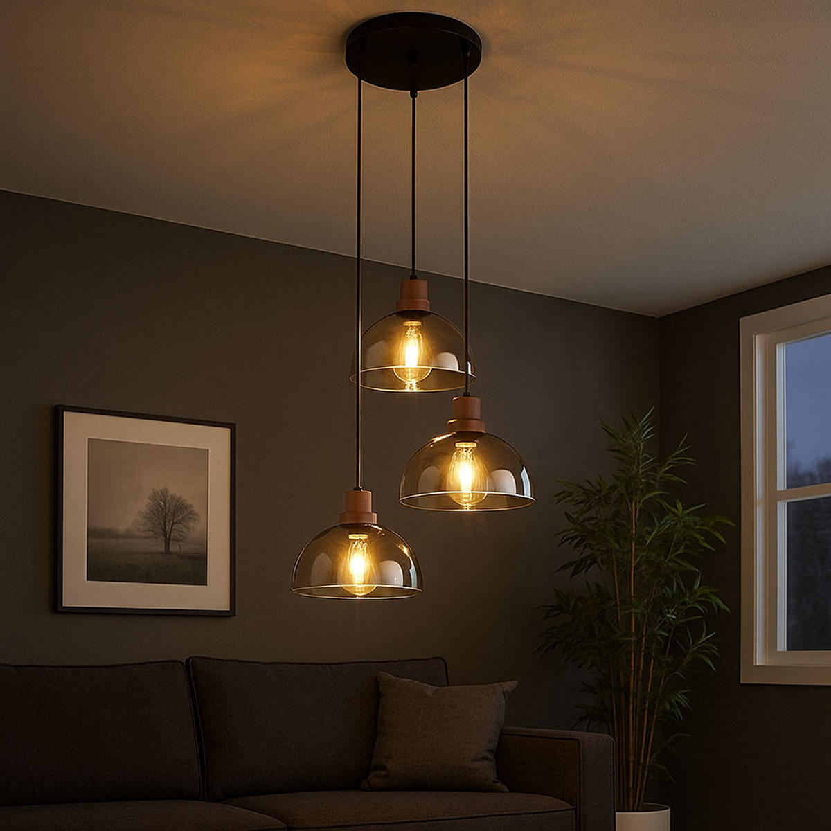 HÄNGELEUCHTE SALSA Grau Metall Glas - Grau, Glas (47/47/150cm) - Globo Lighting