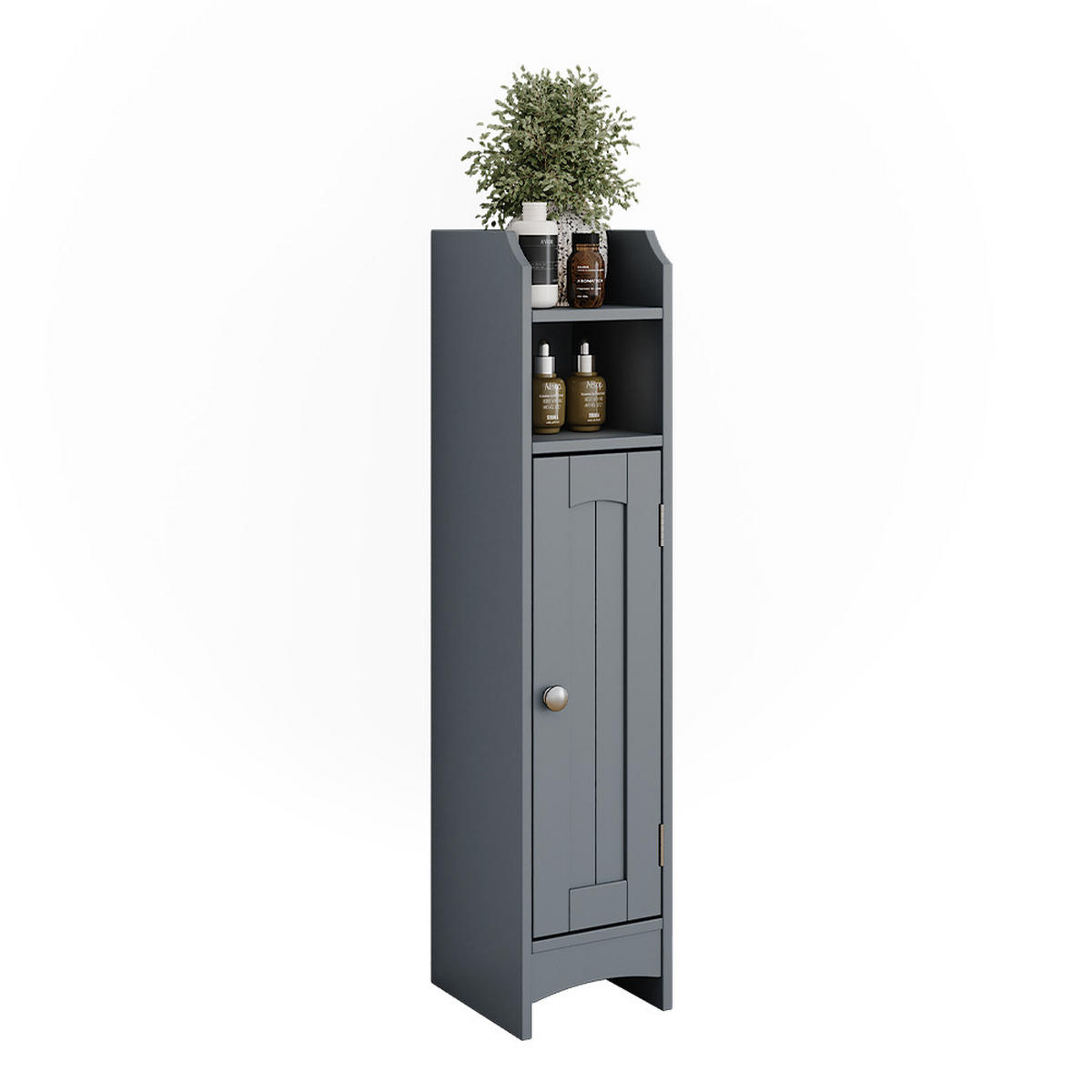 MIDISCHRANK Bianco Grau 18 x 81 cm mit 5 Fächern - Grau, Holzwerkstoff (18/81/20cm) - Vicco