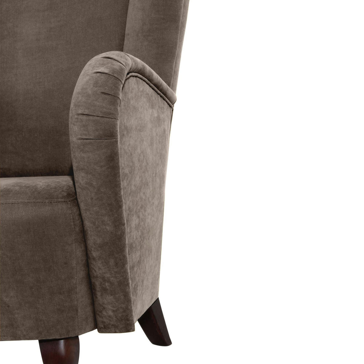 HOCHLEHNSESSEL Kailey Bezug Velourstoff Buche nussbaum dunkel / sahara - Sahara, Kunststoff (96/122/89cm) - 58aufmkessel