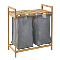 WÄSCHEKORB SULA 2 Fächer Bambus - Hellbraun, Holz (64.5/73/33cm) - SVITA