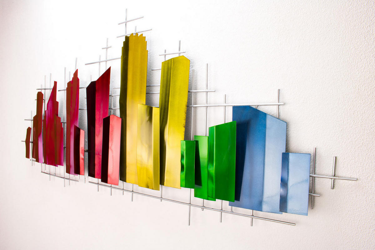 WANDDEKO Bunt 130/60 cm - Multicolor, Metall (4.02/60/6cm) - KUNSTLOFT