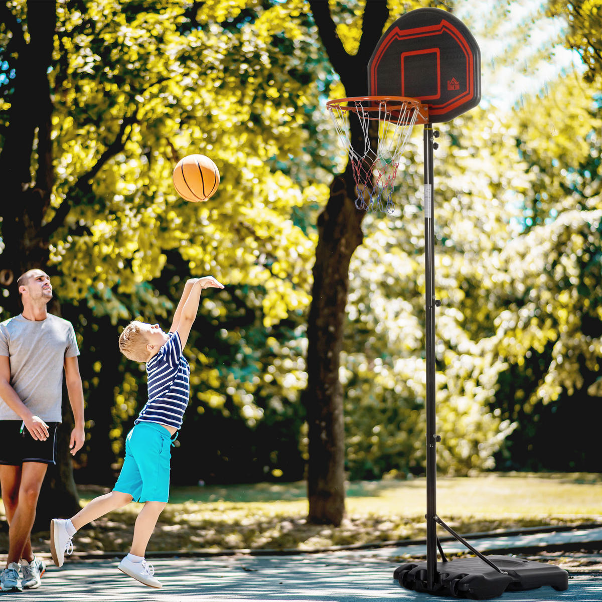 BASKETBALLKORB DE-18518 höhenverstellbar 2,1-2,6 m - Schwarz, Metall (76/70cm) - ComfortXL