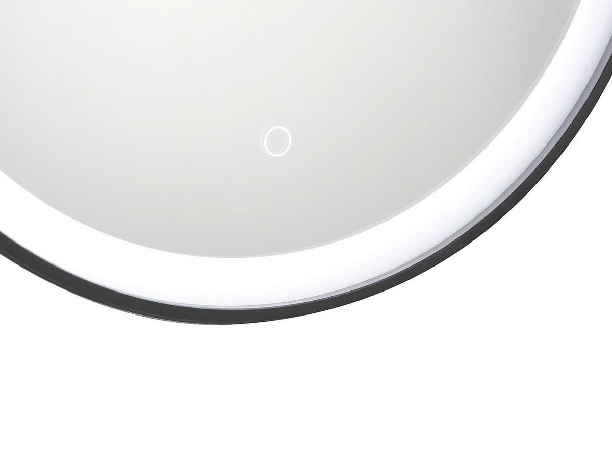 BADEZIMMERSPIEGEL rund mit LED-Beleuchtung - D 80 cm - Schwarz - NUMEA - Schwarz, Glas (80/80/3.5cm) - Vente-Unique