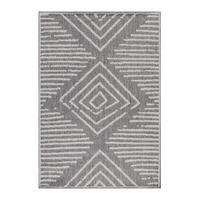 TEPPICH Outdoor Flachgewebe Gestreift Polypropylen Balkon Grau Läufer 60x100 - Grau, Textil (60/100cm) - KADIMA DESIGN