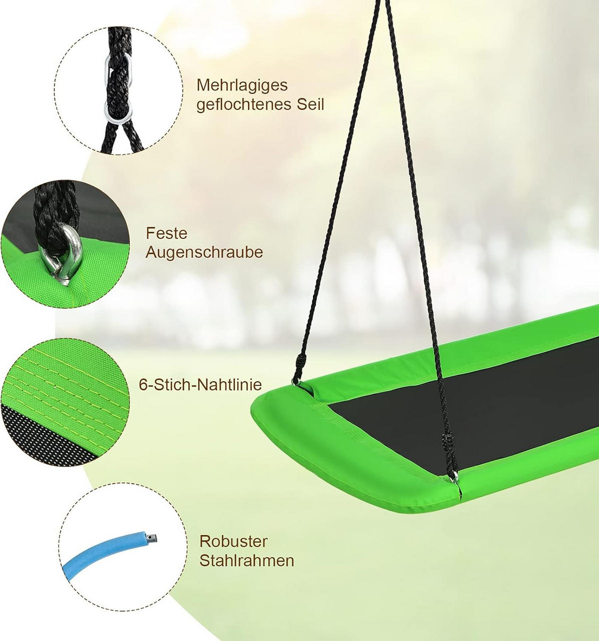 NESTSCHAUKEL Grün - Grün, Textil (150/180/80cm) - COSTWAY