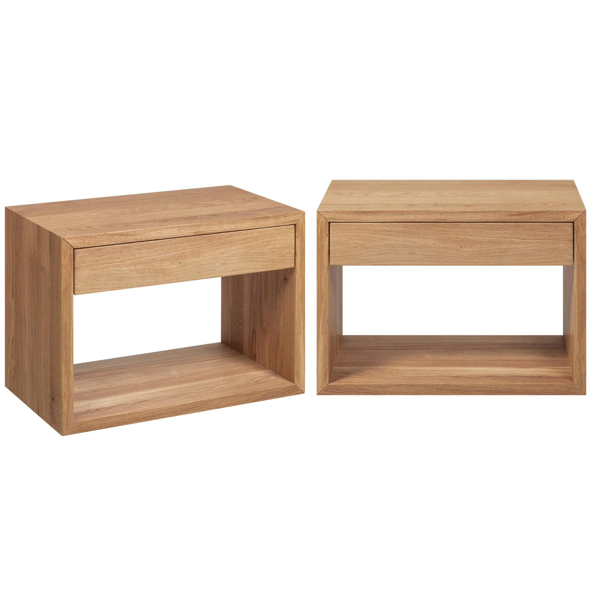 NACHTTISCH Hugo 2er Set, Eiche, 30/55/39 cm - Beige, Holz (55/39/30cm) - WOODEK