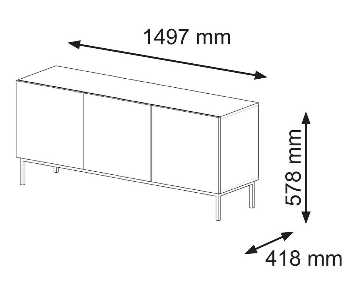 TV LOWBOARD Schwarz, Schwarz, Schwarz 150/58/42 - Schwarz, Holzwerkstoff (150/58/42cm) - RAUMHIRSCH FURNITURE