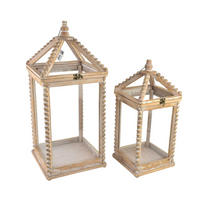 LATERNE Lokke 2er Set Beige 28x28x65 cm Holz - Beige, Holz (28/65/28cm) - Mondex