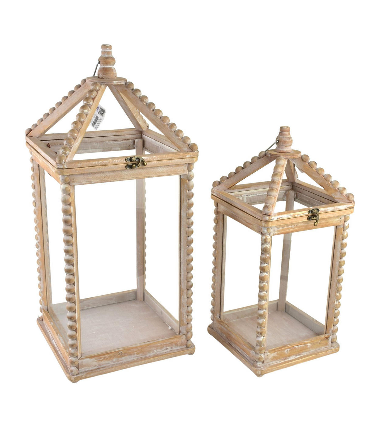 LATERNE Lokke 2er Set Beige 28x28x65 cm Holz - Beige, Holz (28/65/28cm) - Mondex