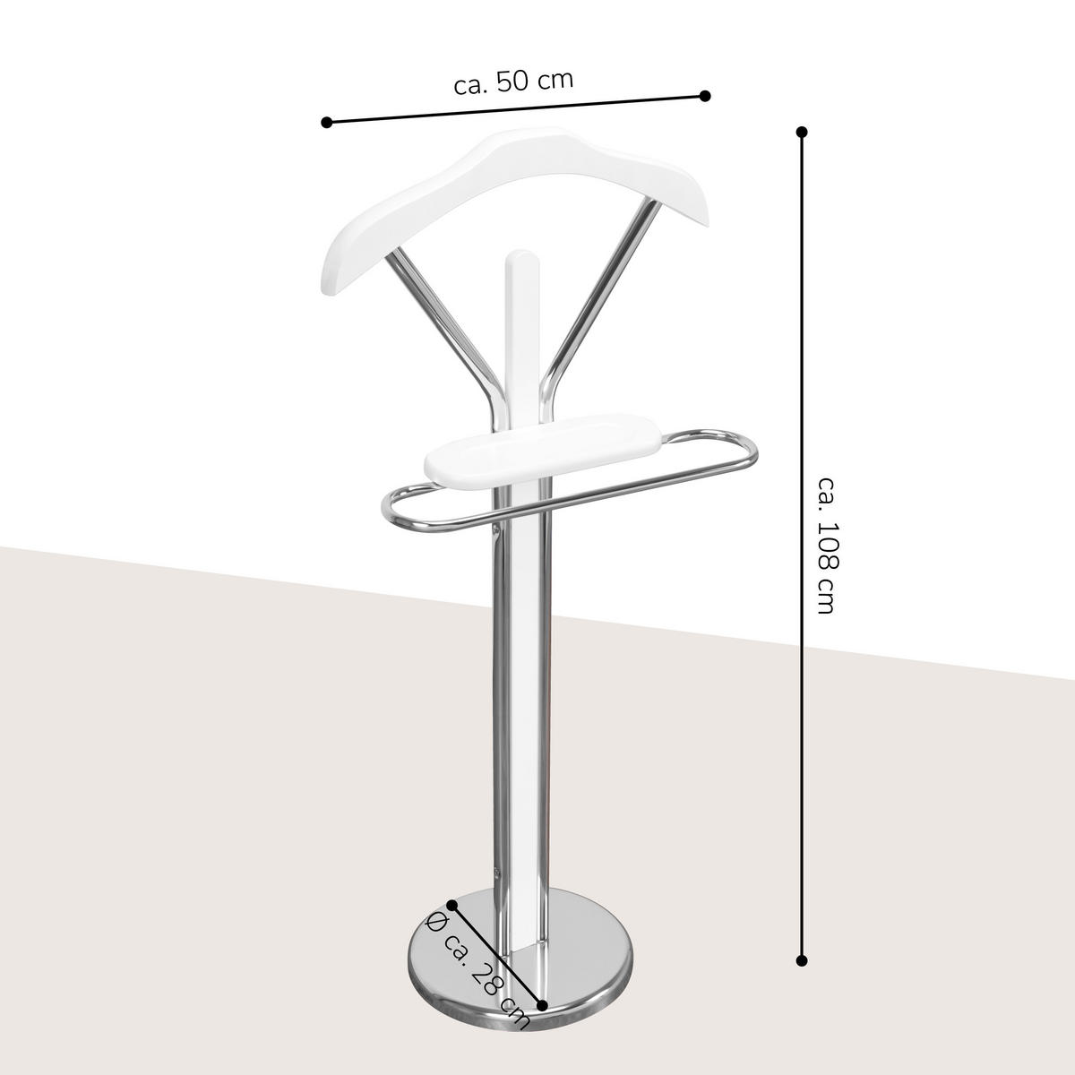KLEIDERBUTLER, silber - Chromfarben, Metall (47.5/108/30cm) - bremermann
