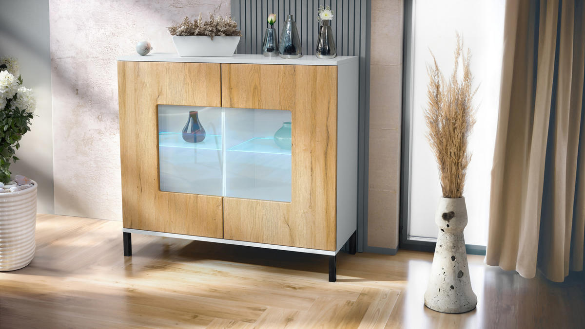 KOMMODE Grömitz Eiche Natur - Eichefarben, Holzwerkstoff (92.5/83.5/35cm) - Vladon