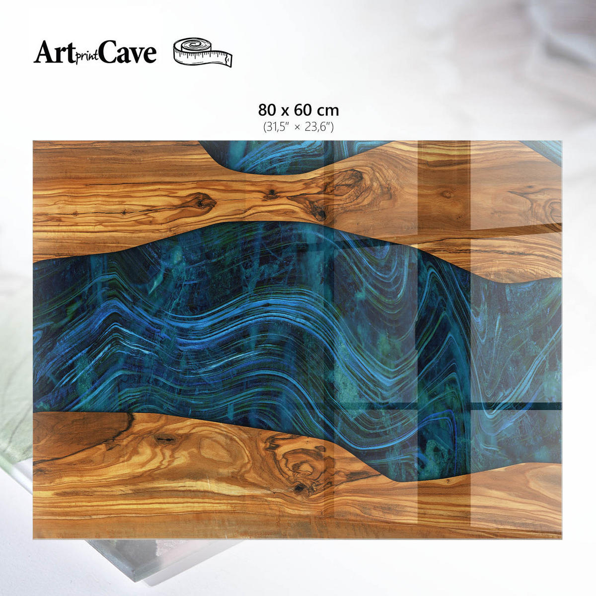 GLASPLATTE 80x60 cm – Holzwellen - Braun, Glas (0.4/80/60cm) - ArtPrintCave