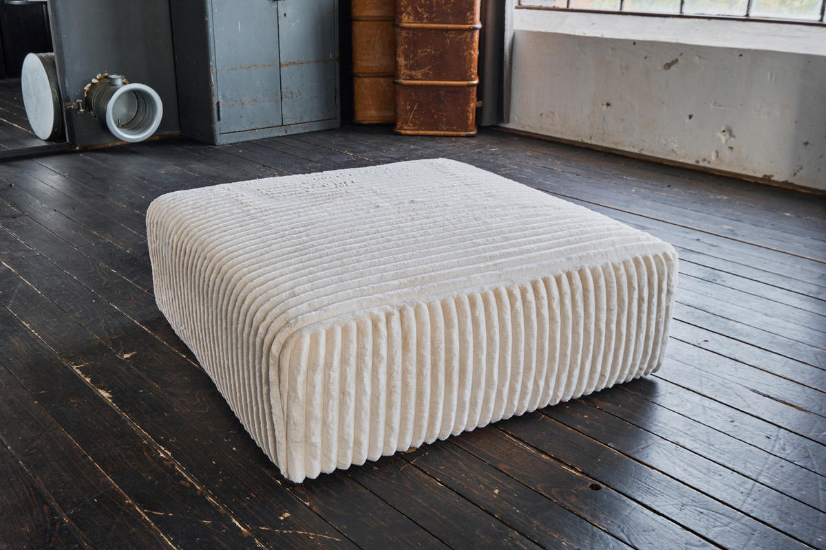 SITZELEMENT MODULSOFA WIOLO SOFT Cremeweiß Cord - Creme/Schwarz, Kunststoff/Textil (111/43/111cm) - KAWOLA
