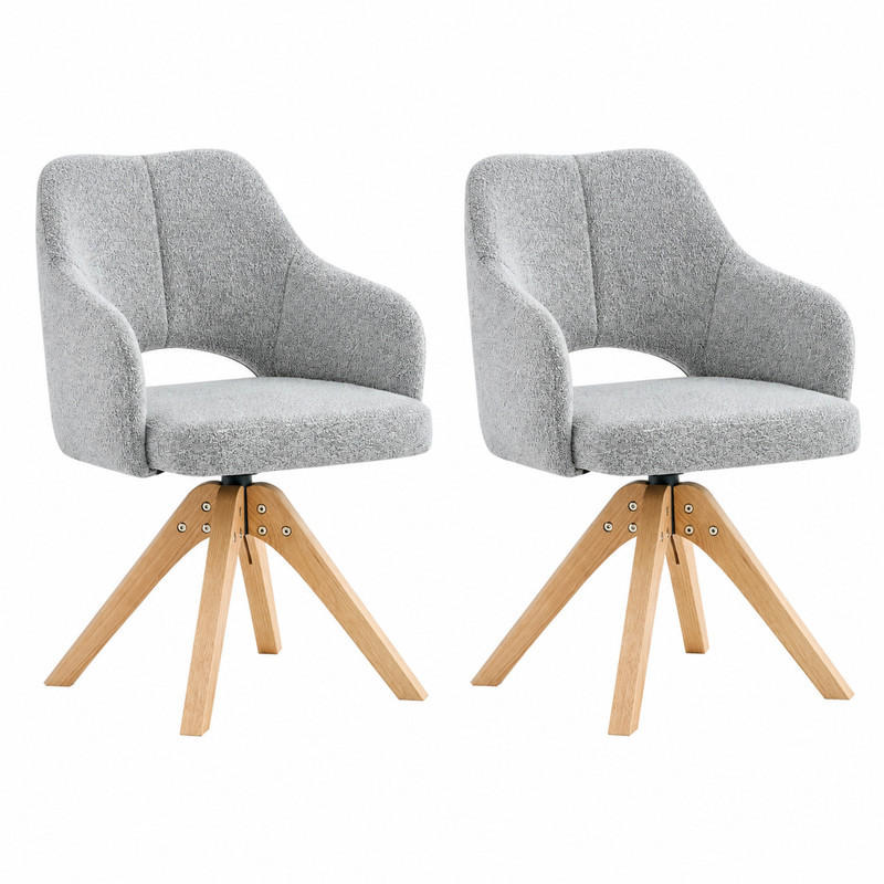DREHSTUHL 2er-Set 360° drehbar Sitzfläche 48 x 45 cm Stoff Hellgrau - Hellgrau, Holz (48/85/45cm) - Meubliv