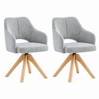 DREHSTUHL 2er-Set 360° drehbar Sitzfläche 48 x 45 cm Stoff Hellgrau - Hellgrau, Holz (48/85/45cm) - Meubliv