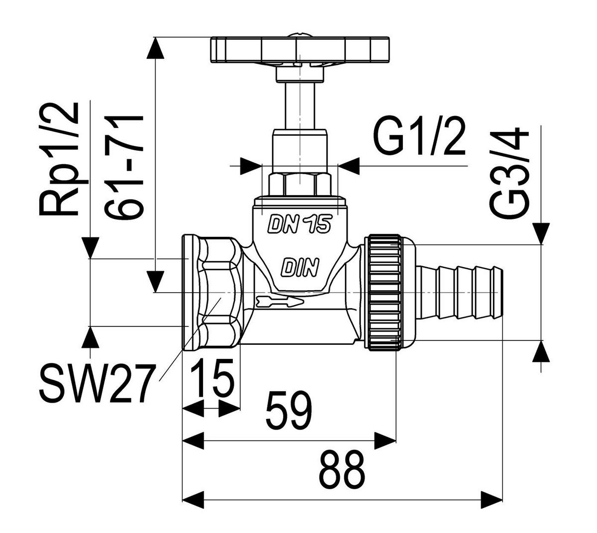 ENTLEERVENTIL, DN15 EINGANG IG 1/2",AUSGANG SV 3/4" - Schwarz, Metall (10/18/30cm) - Schlösser Armaturen