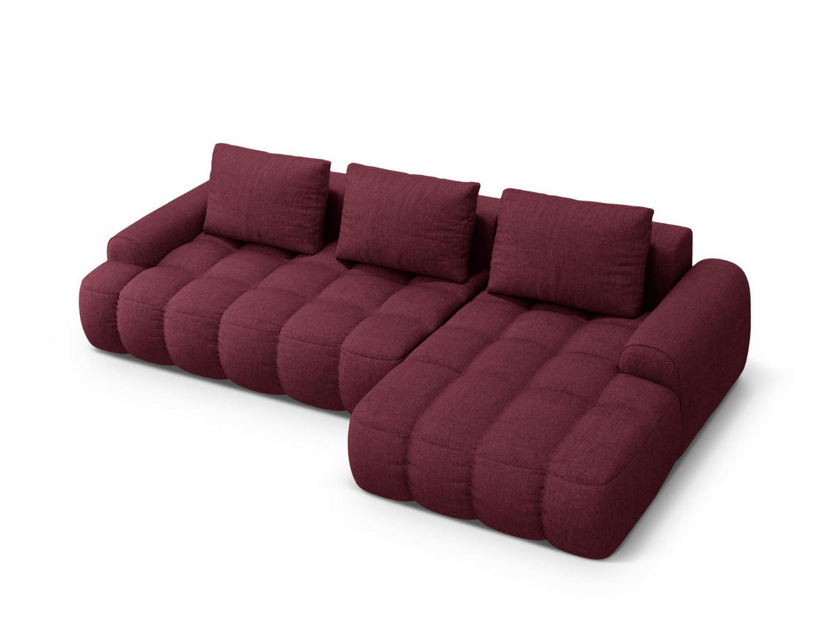AUSKLAPPBARES-ECKSOFA rechts mit Container Linz aus strukturiertem Stoff burgundfarben 3 Sitzplätze - Bordeaux, Textil (142/275cm) - Cosmopolitan Design