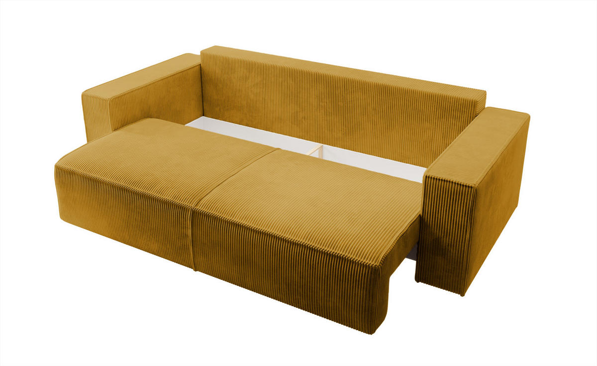 SCHLAFSOFA Farese Dunkelblau Cordbezug - Schwarz/Kupferfarben, Kunststoff/Textil (257/85/102cm) - Selsey