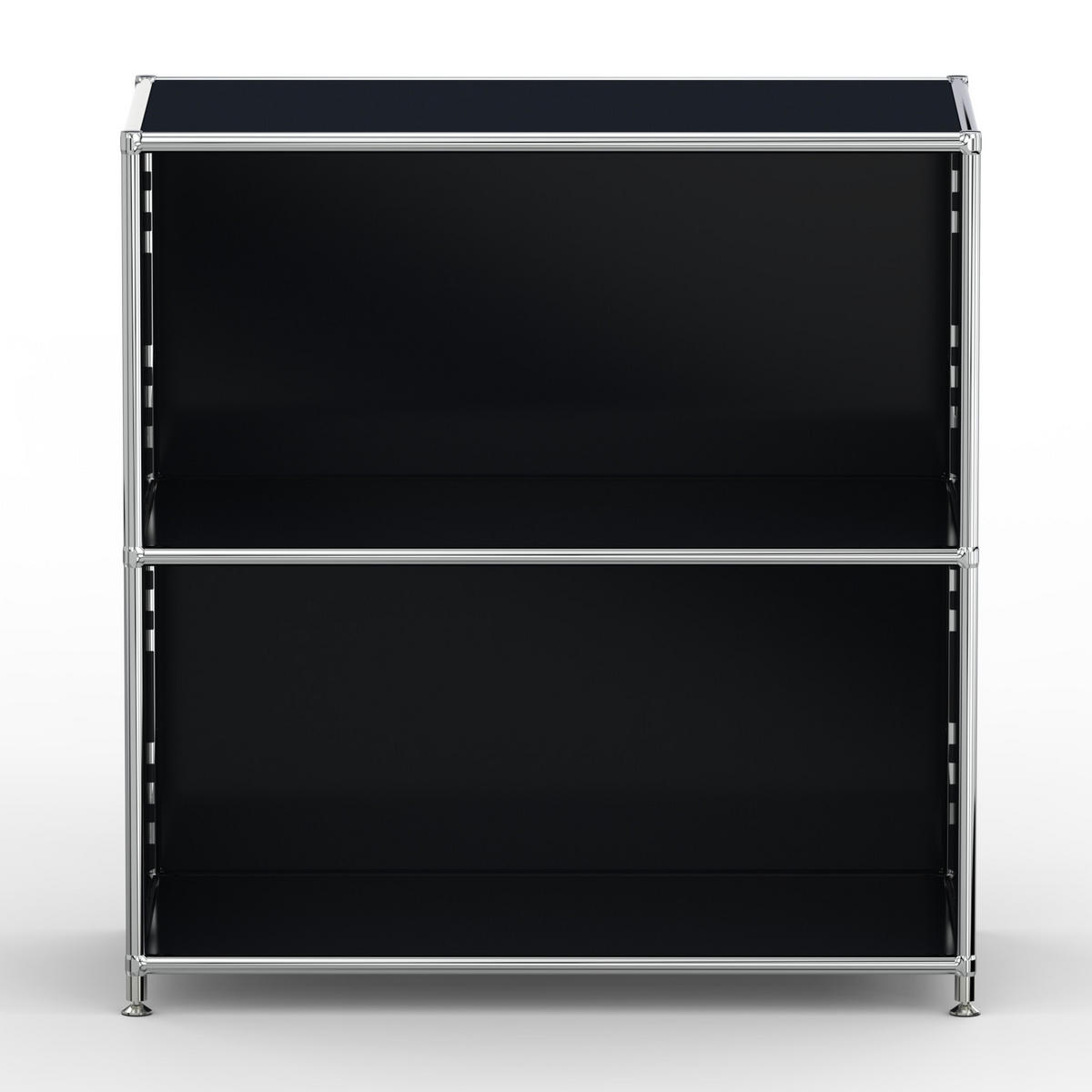 AKTENSCHRANK Büro, 2 offene Fächer, Breite 77 cm, Graphitschwarz - Chromfarben/Schwarz, Metall (40/80.5/77.2cm) - Versee
