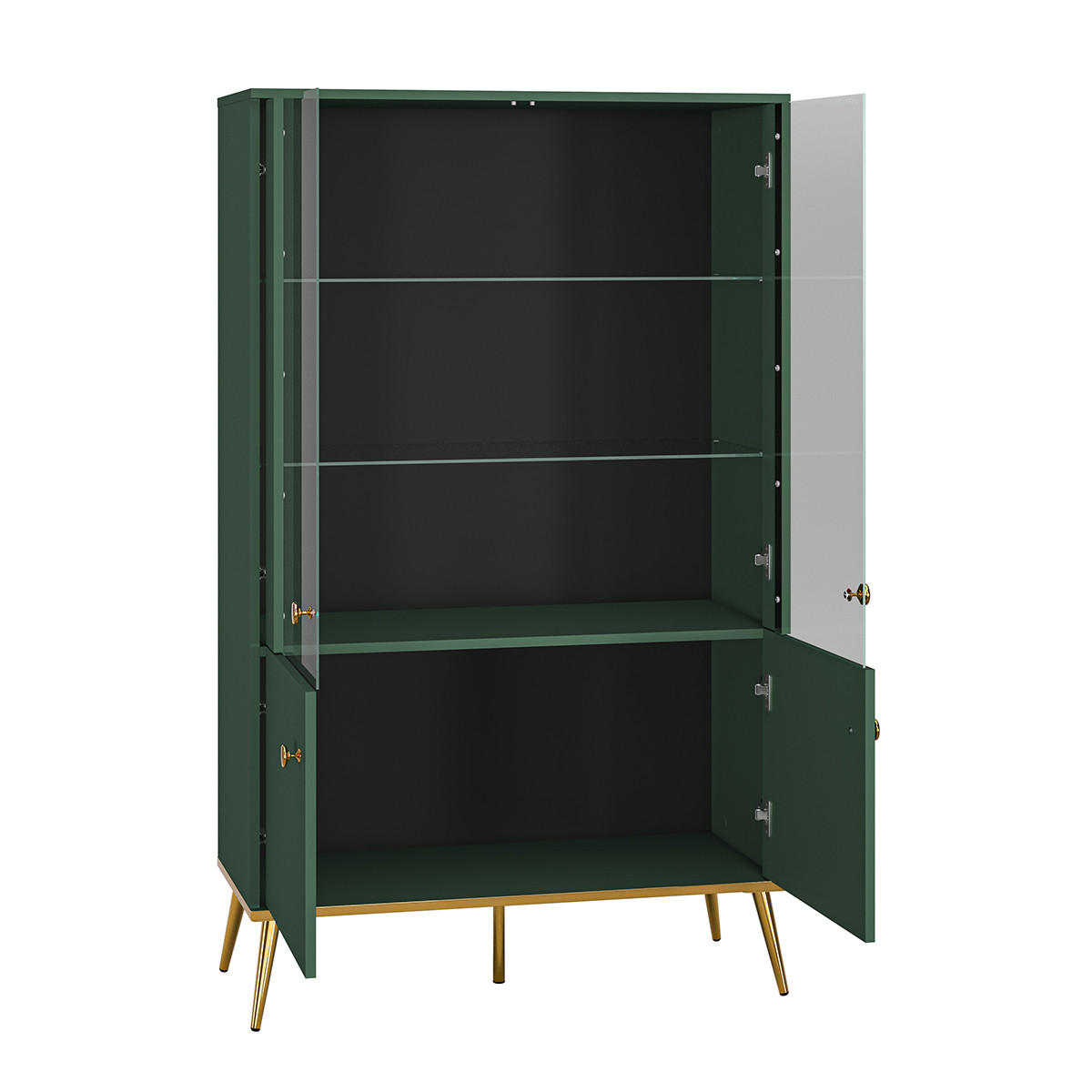 VITRÍNA Thalia Zelená - zelená barva, kompozitní dřevo (92/152/40cm) - Petits-meubles