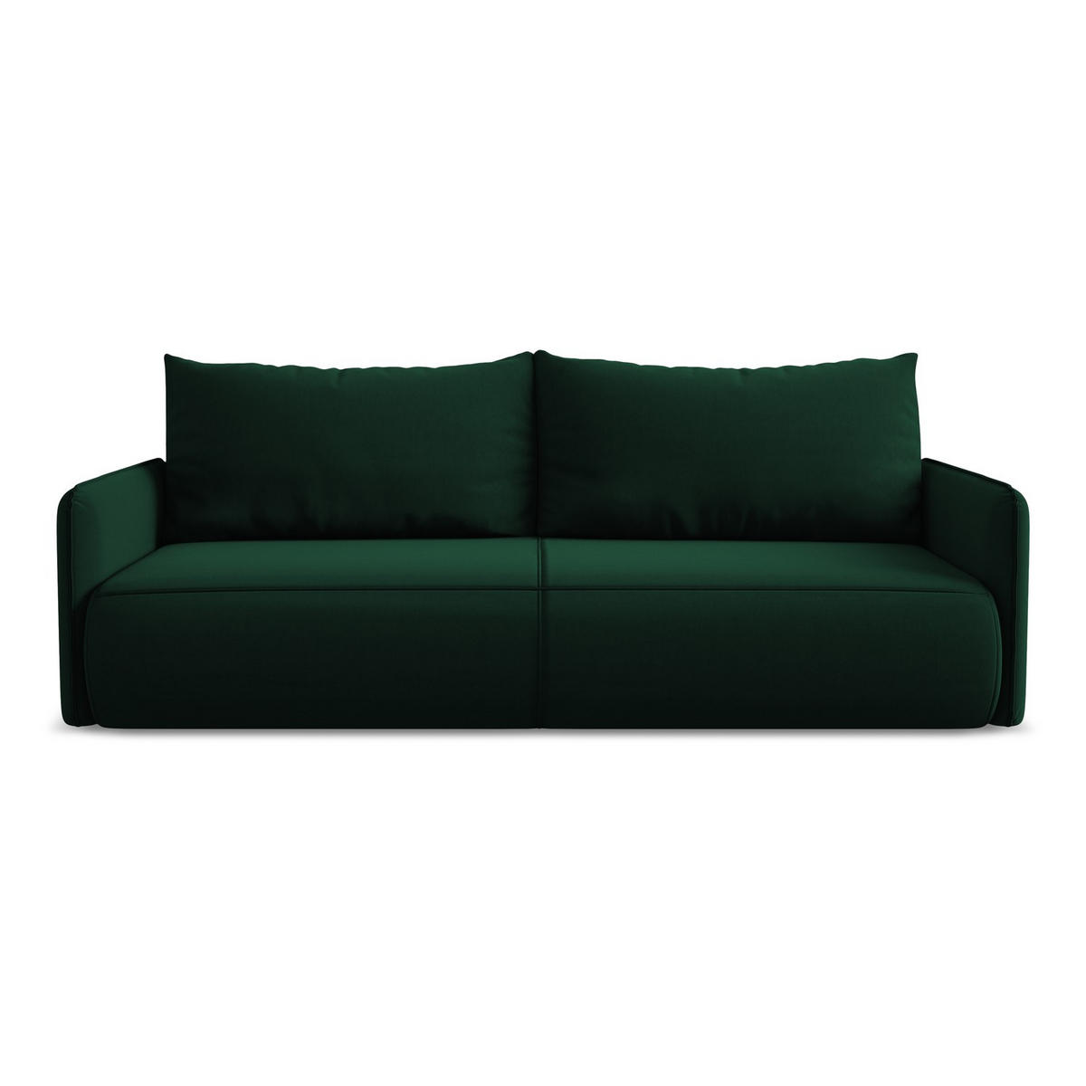 3-SITZER SOFA mit Schlaffunktion Samt Stoff Grün - Dunkelgrün/Schwarz, Kunststoff/Textil (216/86/105cm) - LaMiaSofa