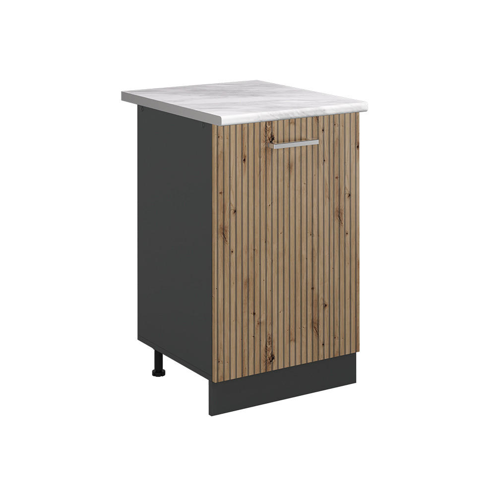 SPODNÍ SKŘÍŇKA KUCHYŇSKÉ LINKY R-Line, Řemeslný dub/Antracit, 50 cm pracovná doska Mramor - antracitová/dub artisan, kompozitní dřevo (50/81.6/60cm) - Vicco