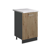 SPODNÍ SKŘÍŇKA KUCHYŇSKÉ LINKY R-Line, Řemeslný dub/Antracit, 50 cm pracovná doska Mramor - antracitová/dub artisan, kompozitní dřevo (50/81.6/60cm) - Vicco