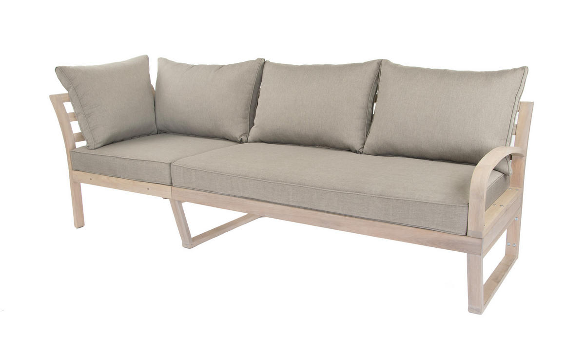 GARTEN-ECKLOUNGE Jura Grau Eukalyptus Holz FSC 100 - Braun, Kunststoff - Green Spirit