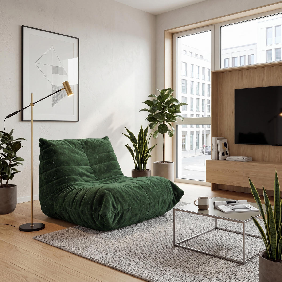 PAT ELASTIC, lemn de pin, alb, 140x200cm, cu trepte și spațiu de depozitare - verde, material textil (90/80/100cm) - Urban Meuble